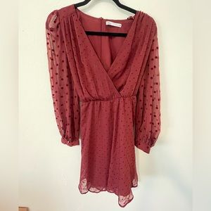 Zara polka dot maroon tie dress